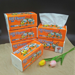 Combo 4 bịch khăn giấy rút KH Cherry 300 tờ/3 lớp siêu dai mềm mịn - Giấy rút trắng loại 1 bịch lớn