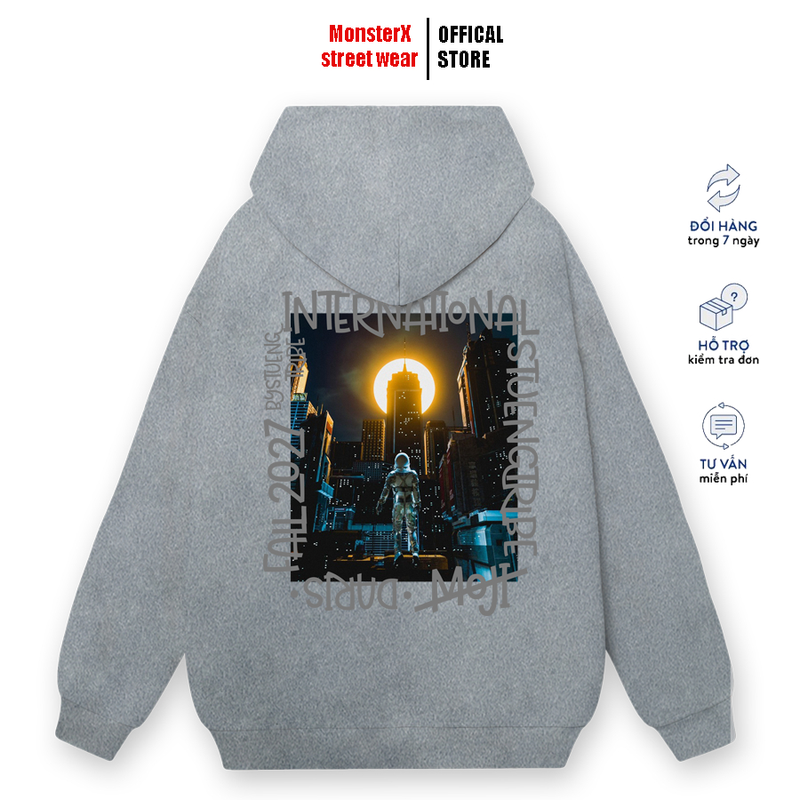 Áo Hoodie nỉ bông Monster X Street MOJI nam nữ form rộng thu đông Local Brand