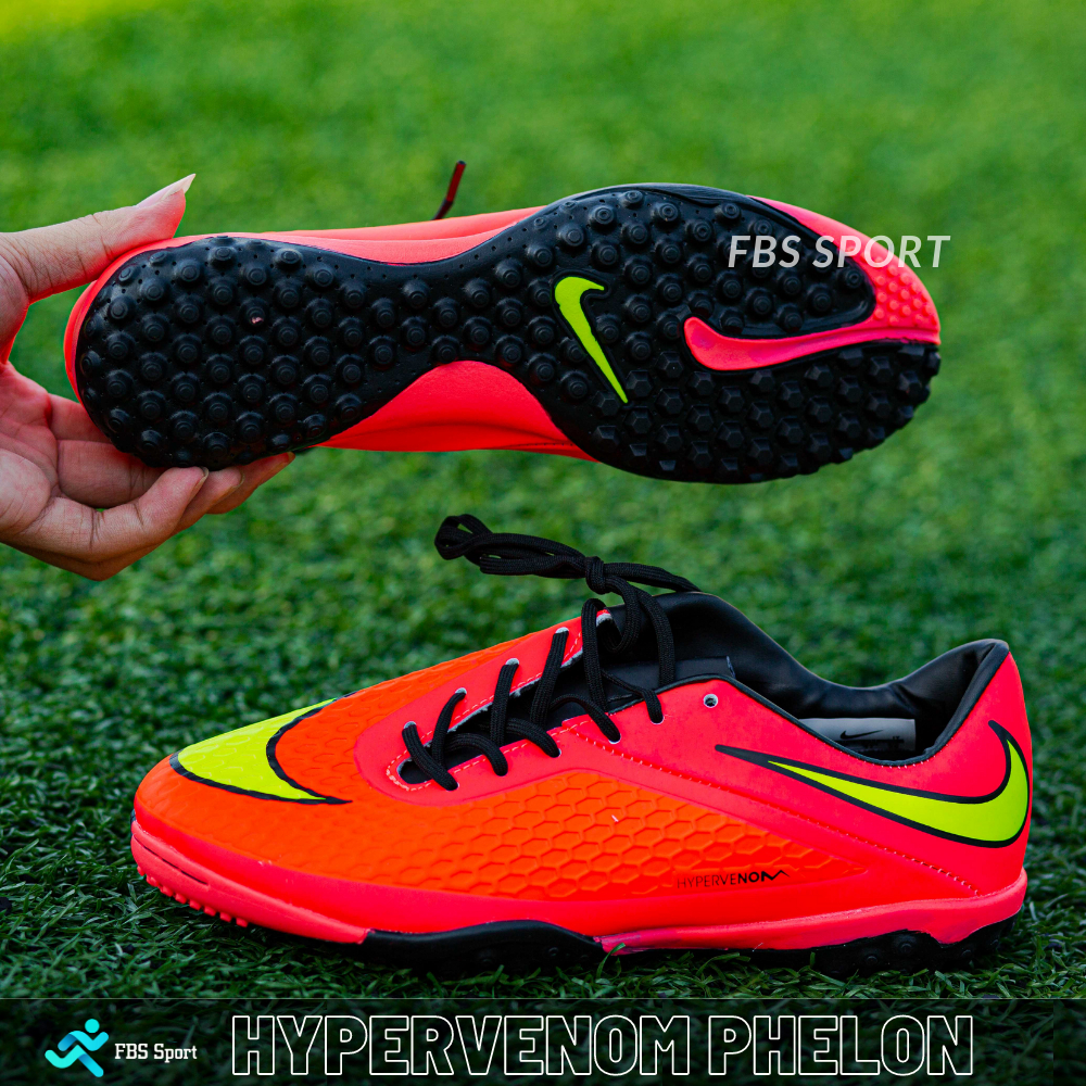 Giày bóng đá HYPERVENOM PHELON đế TF dành cho sân cỏ nhân tạo, màu đỏ vàng , có bảo hành