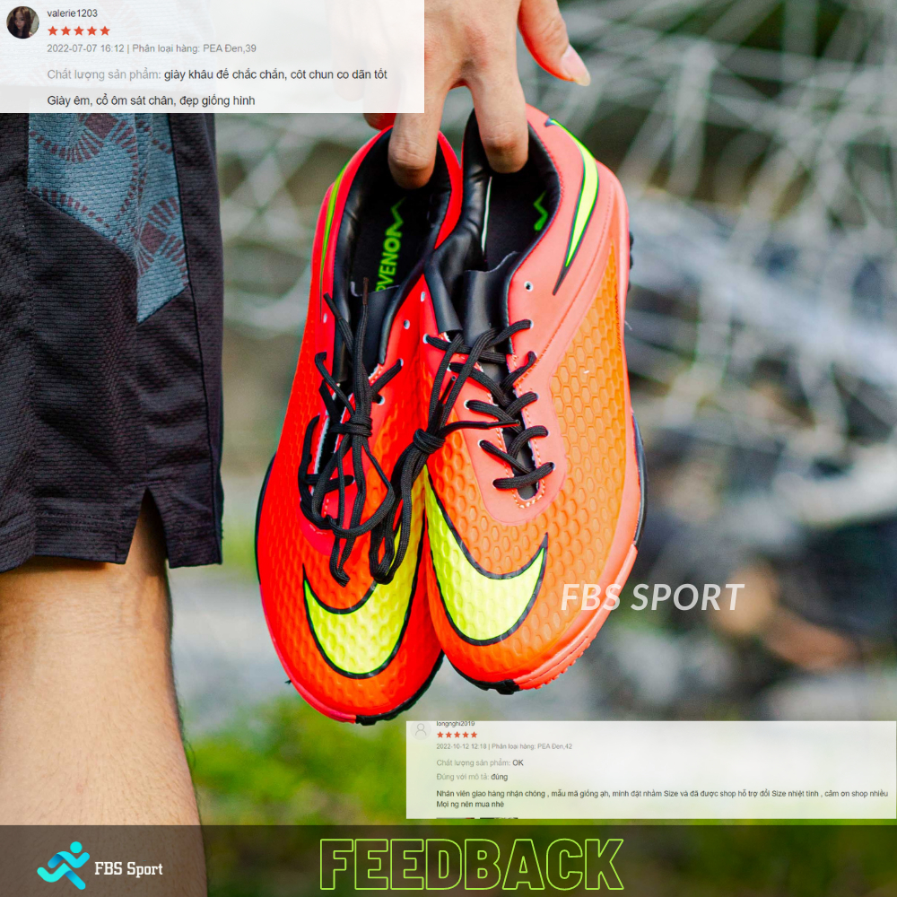 Giày bóng đá HYPERVENOM PHELON đế TF dành cho sân cỏ nhân tạo, màu đỏ vàng , có bảo hành