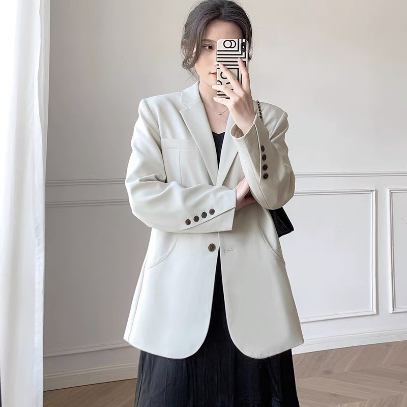 Áo khoác blazer nữ dài tay form rộng phong cách Hàn Quốc vest 2 lớp công sở khoác ngoài mùa đông DELIZ | BigBuy360 - bigbuy360.vn