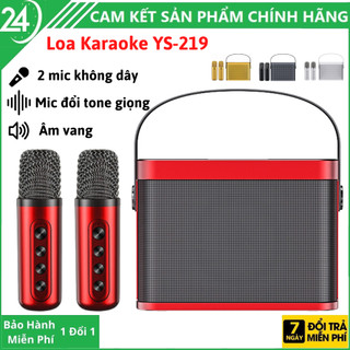 Loa bluetooth karaoke YS-219 tặng kèm 2 mic hát không dây, micro hút giọng, bass cực căng, có thay đổi tone giọng