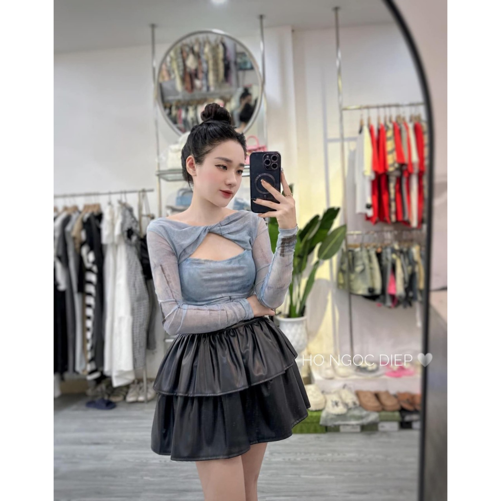 Áo thun dài tay khoét ngực màu loang mặc được 2 kiểu, hàng loại 1