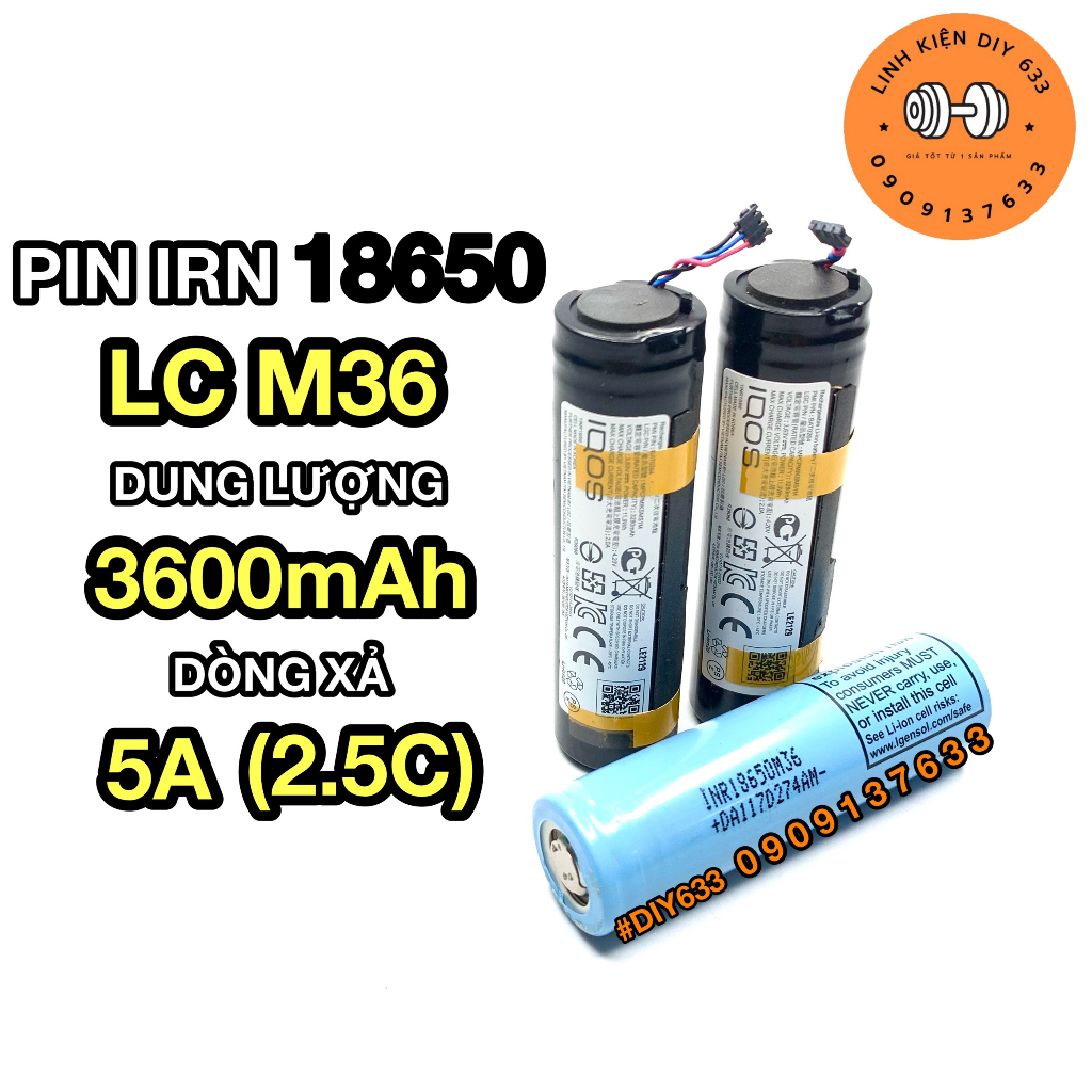 [LCM36] Pin Lion 18650 LCM36 3600mah hàn sẵn mạch 1S dùng cho thiết bị dung lượng cao (DIY633)