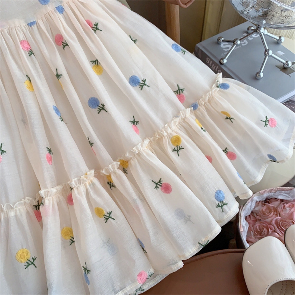 Đầm công chúa thêu hoa vintage dễ thương cho bé gái