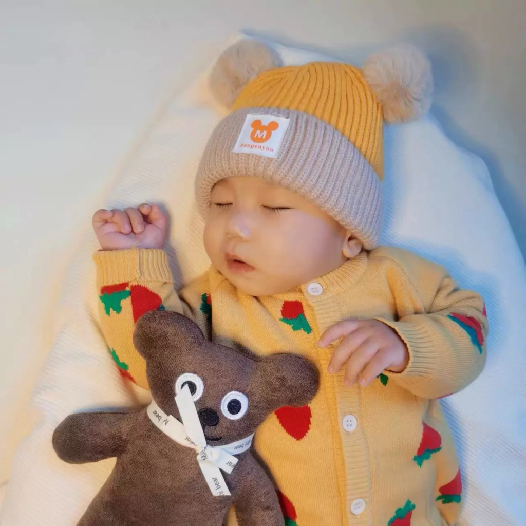 Mũ len 2 lớp kèm khăn hàng loại 1 dày ấm cho bé trai và bé gái