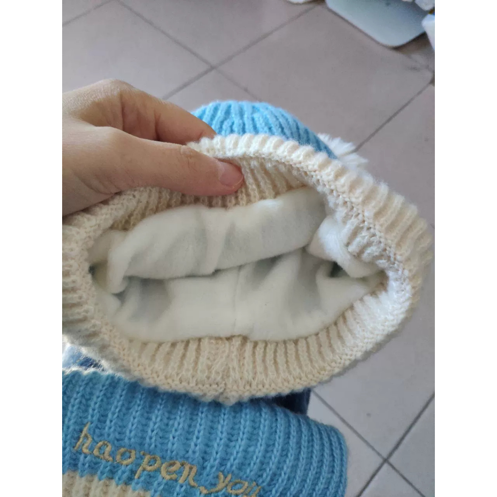 Mũ len 2 lớp kèm khăn hàng loại 1 dày ấm cho bé trai và bé gái
