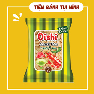 Bánh Snack tôm muối ớt xanh Oishi - 32g, đồ ăn vặt