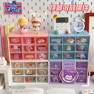 Tủ nhựa mini để bàn pastel macaron, tủ mini decor bàn học, tủ nhựa 9 ngăn trong suốt trang trí bàn học yuumoon