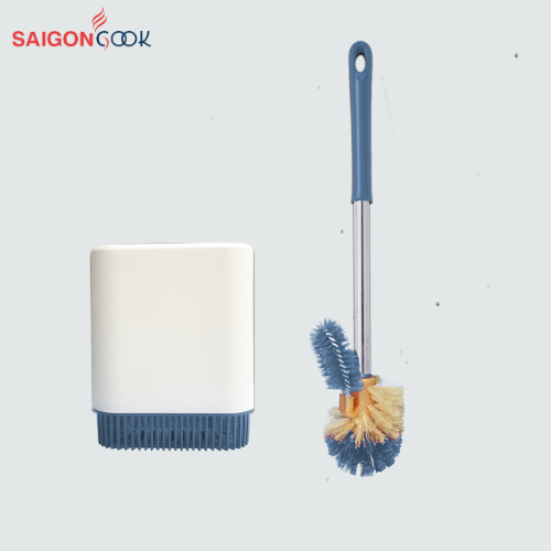 Bộ hộp cọ toilet 2 đầu tròn sợi cước X2 Saigoncook, cọ toilet chà nhà vệ sinh, cọ bồn cầu có kèm hộp đựng tiện lợi