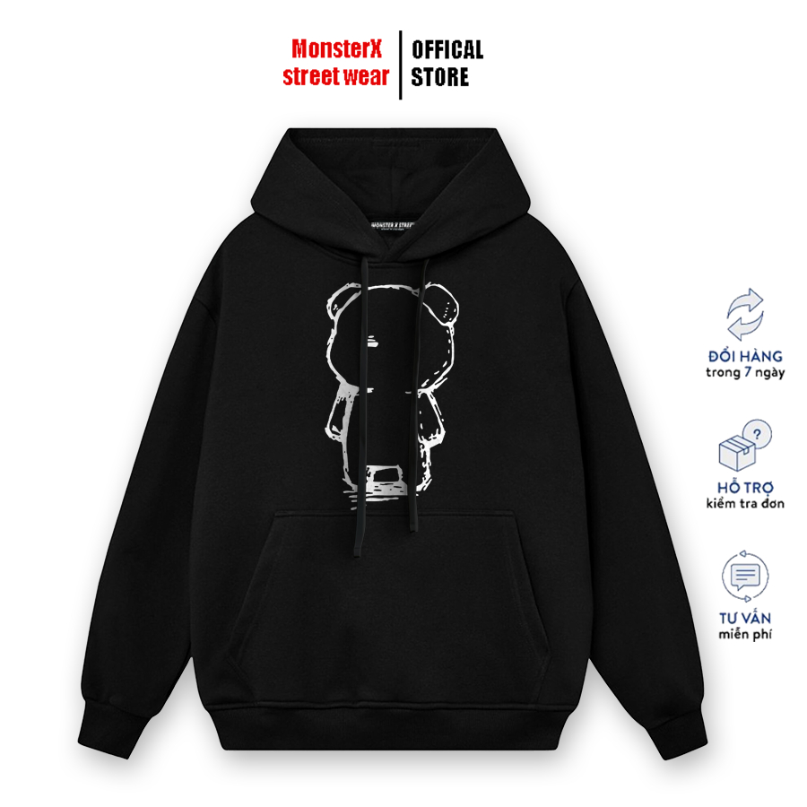 Áo hoodie nỉ bông Monster X Street Gấu Rỗng nam nữ form rộng thu đông Local Brand