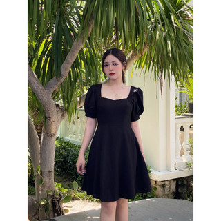 Đầm xòe cổ vuông tay búp basic thiết kế hiện đại ZOMI z021