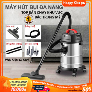 Máy hút bụi công nghiệp dung tích 18L, máy hút bụi gia đình công suất lớn 1500W tích hợp 3 chế độ Khô - Ướt - Thổi Bụi