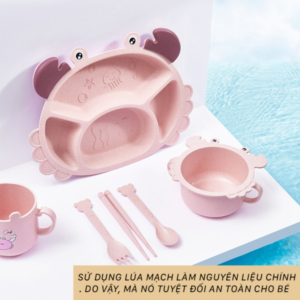 Bộ khay ăn dặm cho bé làm từ Lúa Mạch dễ thương, giúp bé kích thích hơn trong việc ăn uống