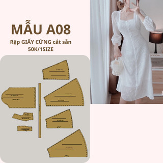 RẬP GIẤY CỨNG CẮT SẴN VÁY XOÈ CỔ VUÔNG A08