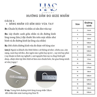 Nhẫn bạc H.A.S đính đá Baguette full vòng