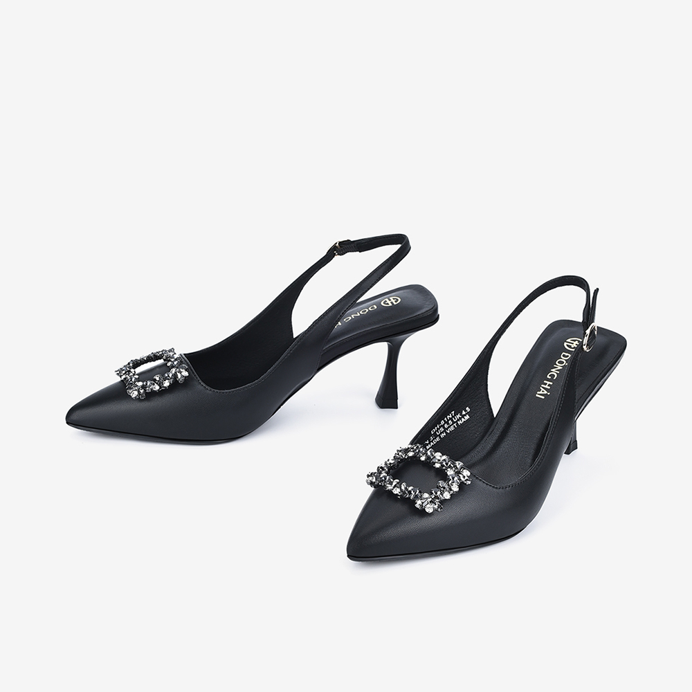 Giày Cao Gót Slingback Nữ Đông Hải Mũi Nhọn Đính Đá Sang Trọng - G81N7