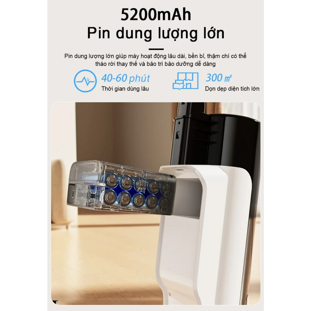 Máy lau sàn hút bụi ướt khô tràn viền không dây AKONO S5 pro -Tự làm sạch