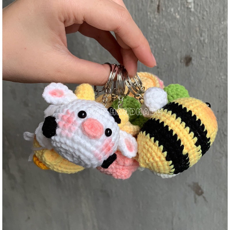 🌼☘️ Thú nhồi bông/ Móc khoá hình Con Ong 🐝 bằng len