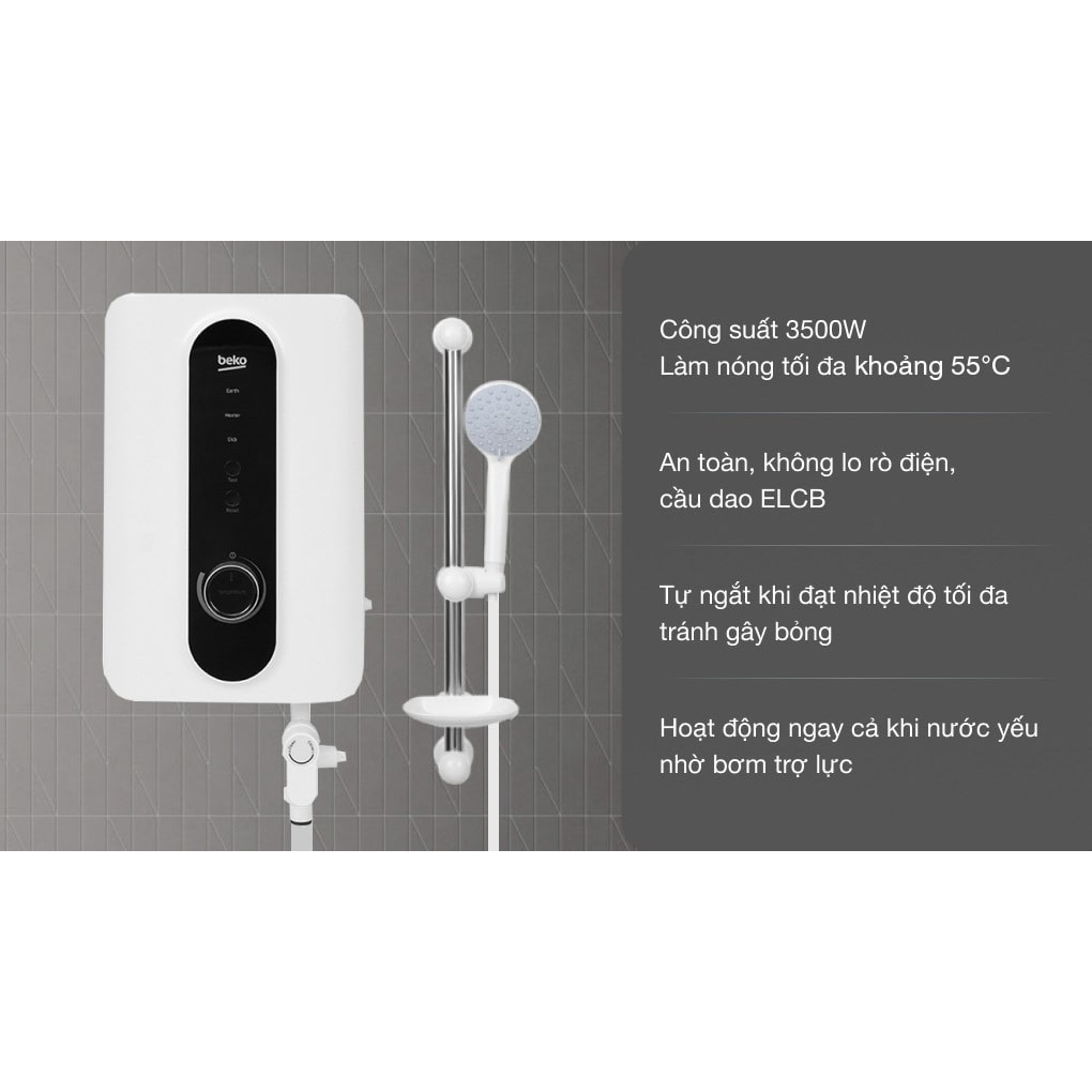  Máy nước nóng trực tiếp Beko 4500W BWI45S2D-213  Có bơm Xả kho giá rẻ bảo hành chính hãng  