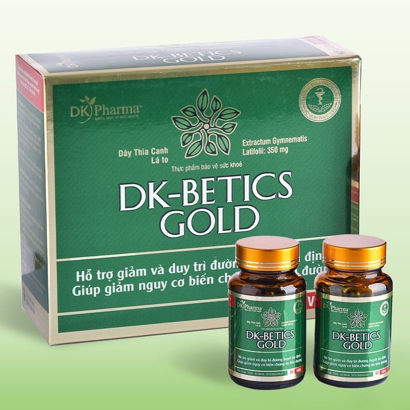 COMBO 2 HỘP- Viên tiểu đường dây thìa canh lá to DK Betics GOLD - DK PHARMA - 1 hộp 120 viên