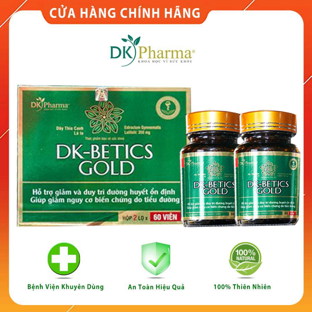 COMBO 2 HỘP- Viên tiểu đường dây thìa canh lá to DK Betics GOLD - DK PHARMA - 1 hộp 120 viên