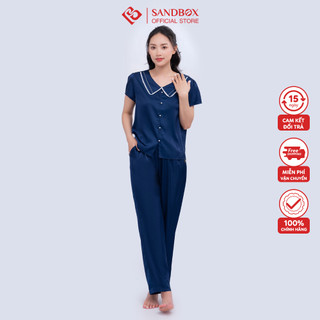 Đồ bộ nữ SANDBOX Lụa Satin cao cấp mềm mại, thiết kế dáng Pijama cổ sen viền trắng nổi bật, sang trọng, lịch sự BPC23008