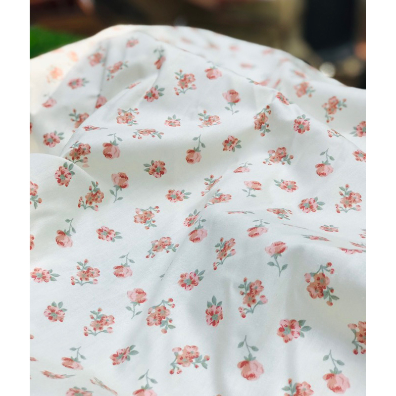 Vải thô lụa cotton may váy cho bé