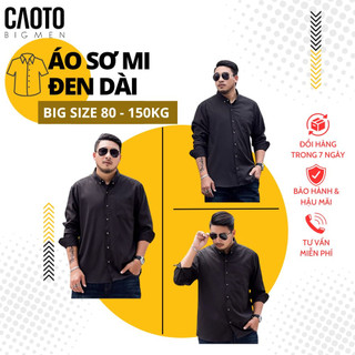 Áo Sơ Nam Size Lớn Trơn Tay Dài Đen Thoáng Mát  – Áo Sơ Mi Nam Size Lớn 2XL 3XL 4XL 5Xl 6XL 7XL 8XL