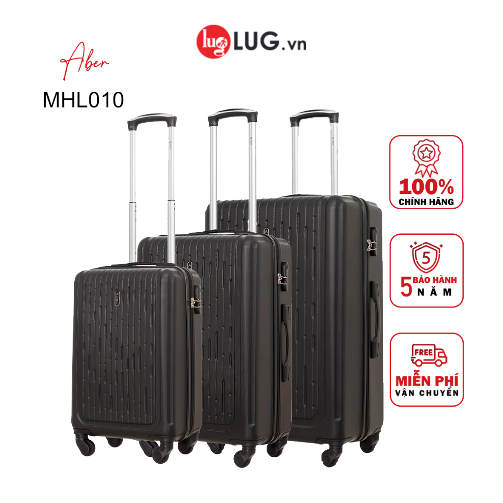 Combo 3 Vali Nhựa LUG Aber MHL010 [Size20+Size 24+Size 28], Nhựa ABS Hạn Chế Trầy Xước, Khóa Số Bảo Mật An Toàn