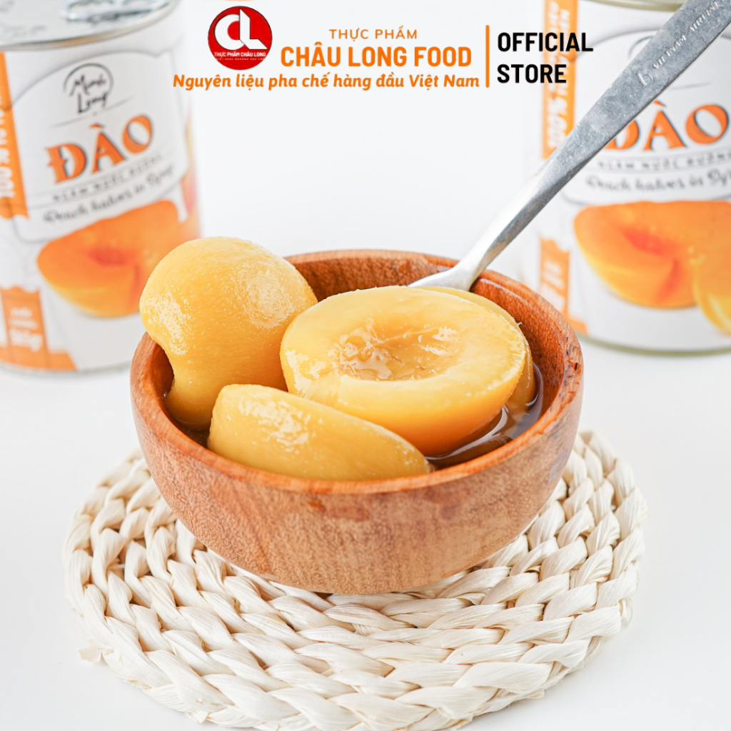 Combo 6 lon đào ngâm nước đường Asiahome 425g, 565g