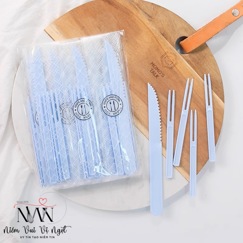 50 Bộ Dao Nĩa Nhựa Cắt Bánh Trung Thu, Hàng Loại Dày Đẹp