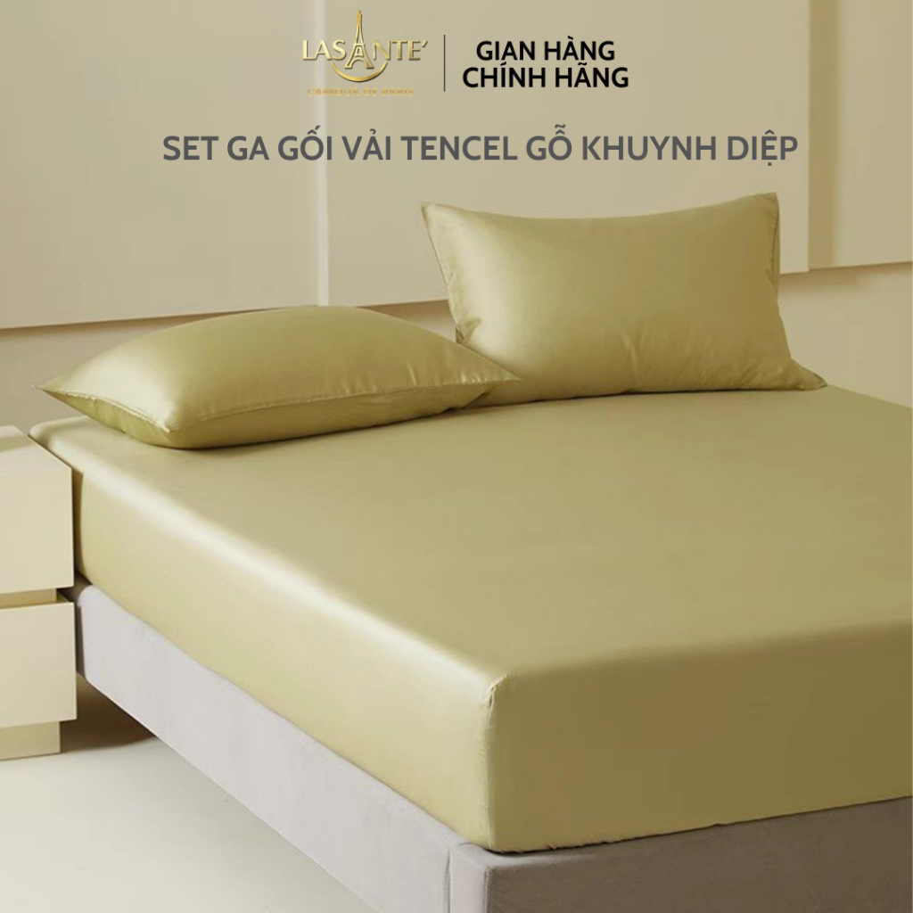 Set ga gối Lasante vải Tencel 80s gỗ khuynh diệp lụa thực vật 4 món cho giường 1.6m, 1.8m, 2.2m đệm dày 5 - 30cm