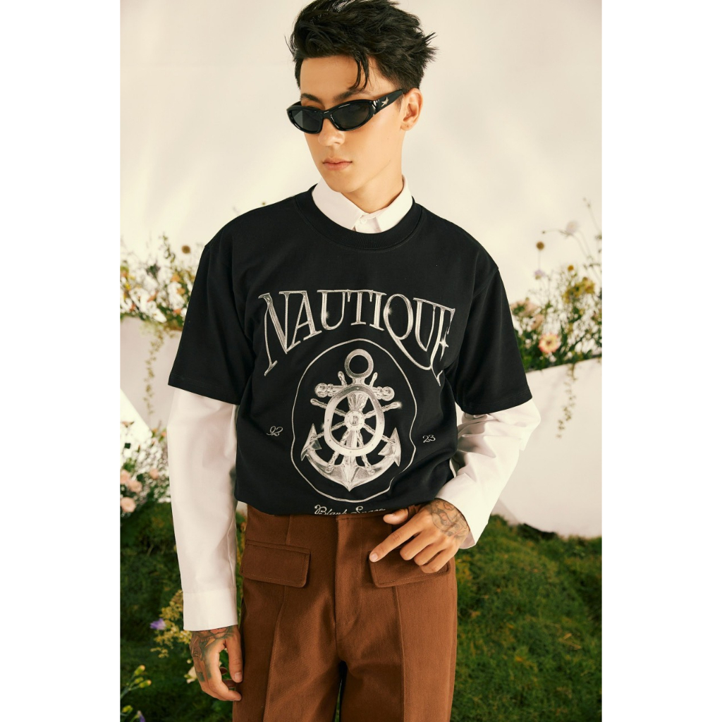 BLANKESPACE Áo Thun Tay Ngắn Nautique Tee Vải Cotton Thời Trang Nam Nữ Unisex