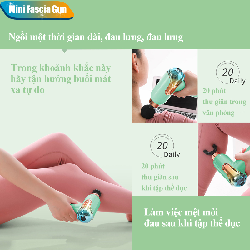Máy massage cầm tay chính hãng 4 đầu 9 cấp độ giúp massage toàn thân đa năng_BH 12 tháng