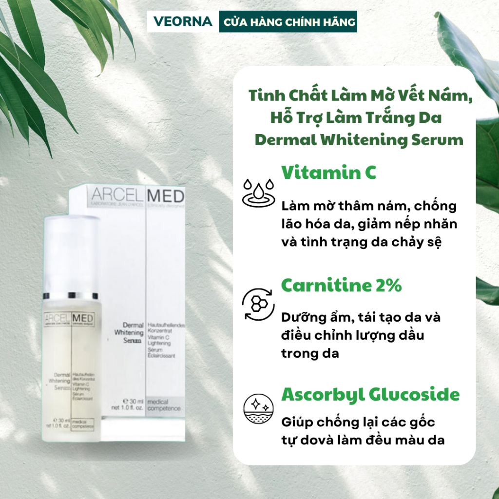 Jean D'Arcel Dermal Whitening Serum - Tinh Chất Làm Mờ Vết Nám, Hỗ Trợ Làm Trắng Da - 30ml