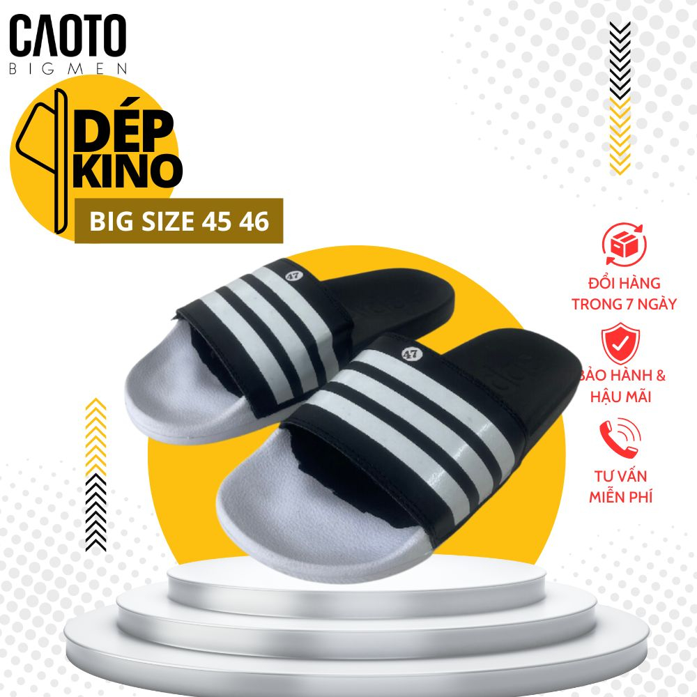 Dép Ngang Quai Kino Màu Đen Sọc Trắng Nam Size Lớn - Dép Ngang Quai Nam Size Lớn 45 46 47 48
