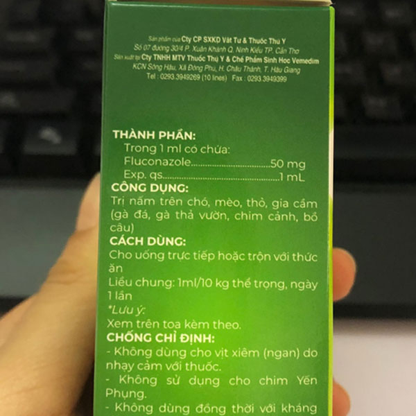 Dung dịch uống Flucozol chuyên cho nấm ngoài da, nấm hô hấp cho chó mèo
