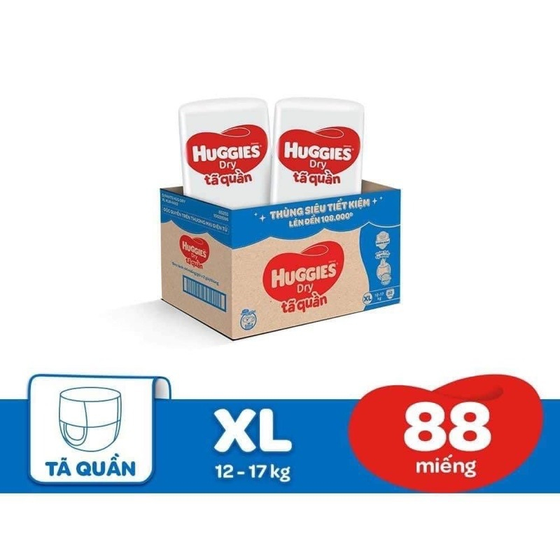 Tã quần Huggies Dry Tràm Trà Tự Nhiên MEGA JUMBO M120+6 / L108+6 / XL96 / XXL84 miếng