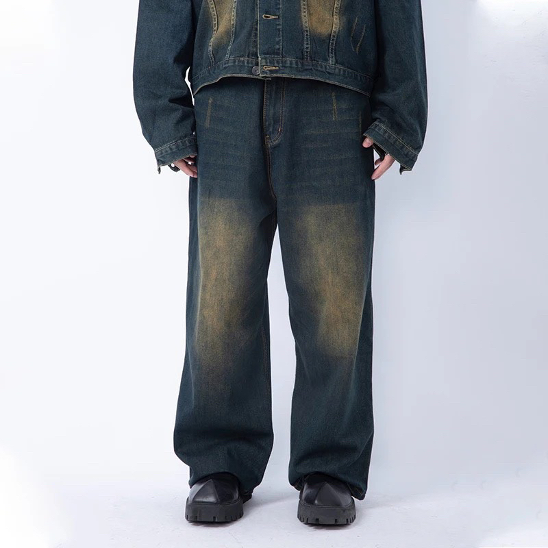 Quần Jeans Ống Siêu Rộng Uinex Nam Nữ Màu Xanh Wash