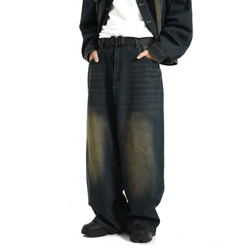 Quần Jeans Ống Siêu Rộng Uinex Nam Nữ Màu Xanh Wash