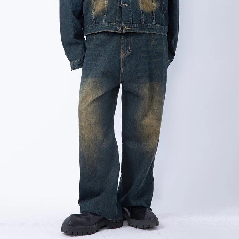 Quần Jeans Ống Siêu Rộng Uinex Nam Nữ Màu Xanh Wash