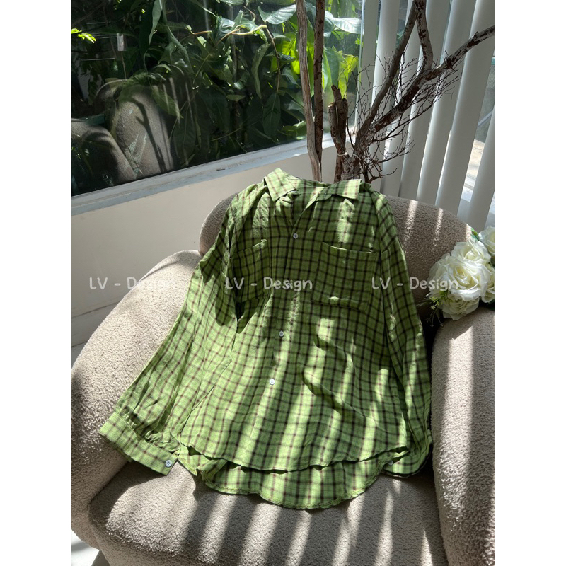 Áo sơ mi nữ caro nhí 4 màu xinh phong cách Quảng Châu vintage