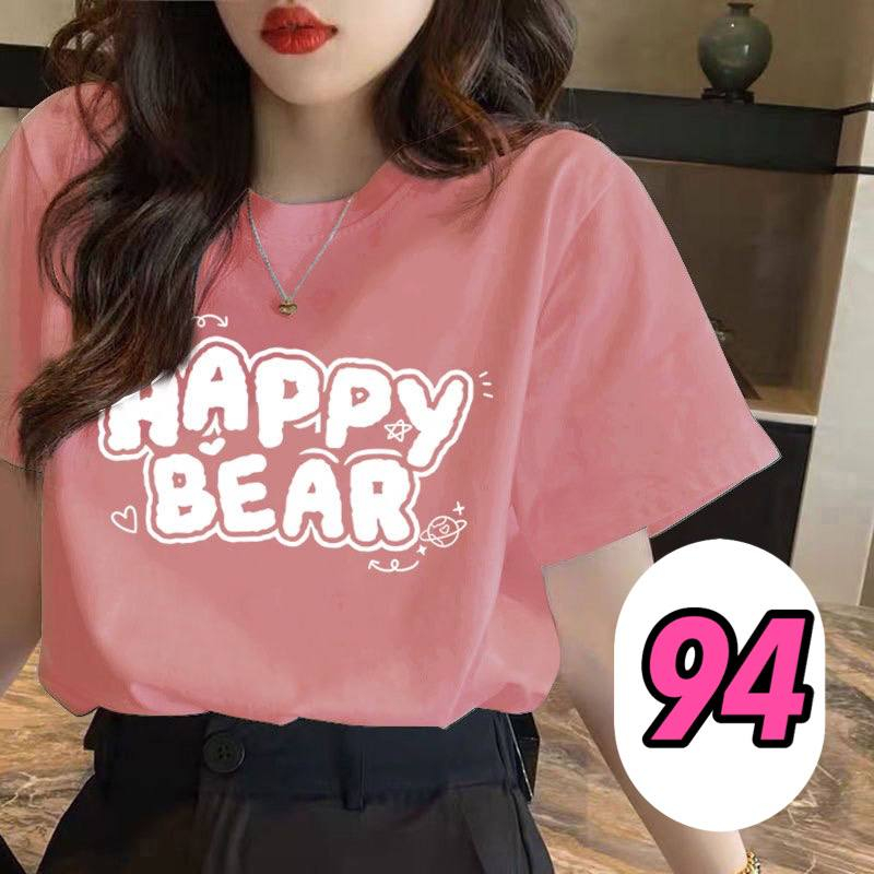 Áo thun nữ, áo phông nữ in chữ happy bear xinh xắn, thoải mái mặc hàng ngày