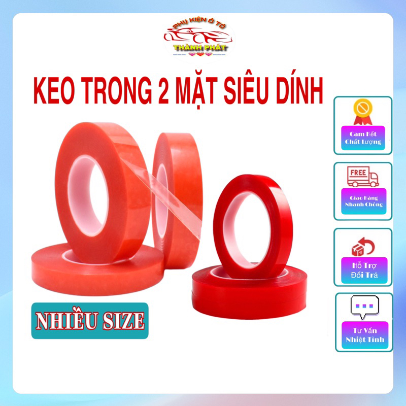 Băng keo trong 2 mặt nhiều kích thước - Băng dính nano siêu chắc chịu nhiệt chống nước đa dụng ô tô xe hơi