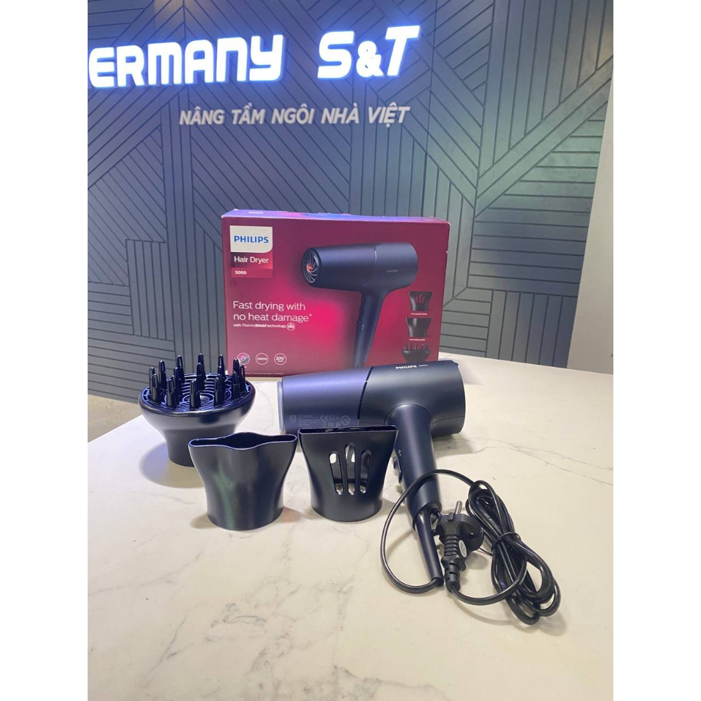 Máy sấy tóc Philips series 5000 BHD510/20 nội địa Đức công suất 2300W kèm 3 phụ kiện đầu sấy tạo kiểu GermanySnT 210063
