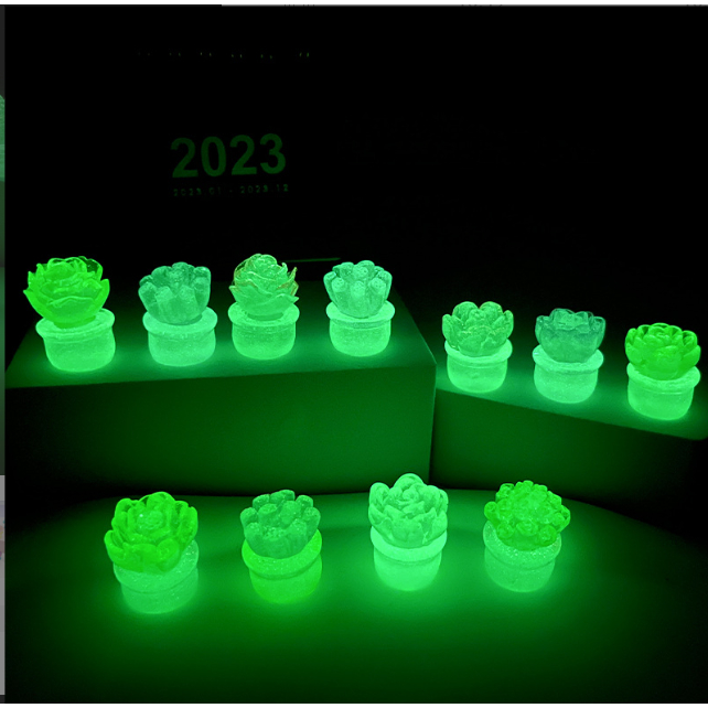 Mô hình chậu sen đá nhỏ dạ quang nhiều màu phát sáng trang trí nhà búp bê, DIY