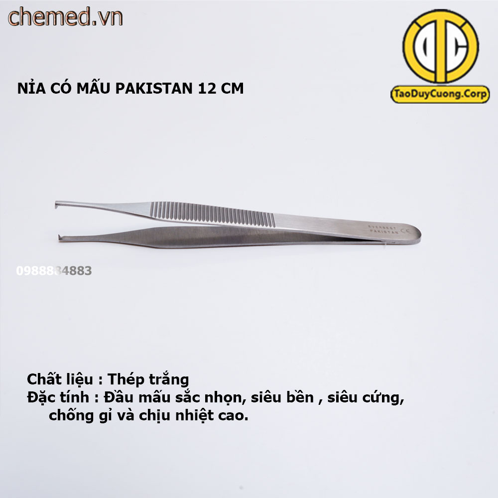 Nỉa adson y tế không mấu và có mấu Pakistan 12cm dùng trong phẫu thuật, thẩm mỹ