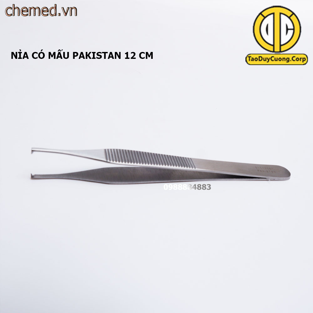 Nỉa adson y tế không mấu và có mấu Pakistan 12cm dùng trong phẫu thuật, thẩm mỹ