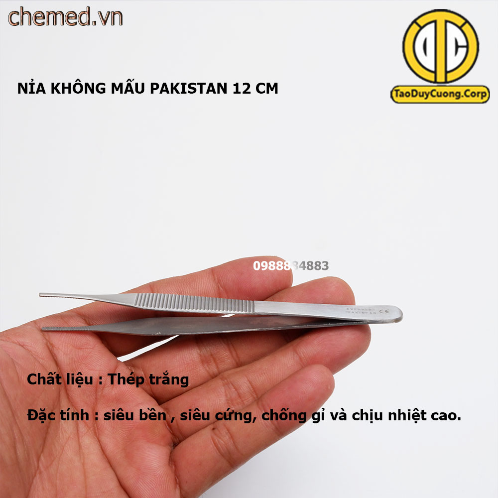Nỉa adson y tế không mấu và có mấu Pakistan 12cm dùng trong phẫu thuật, thẩm mỹ